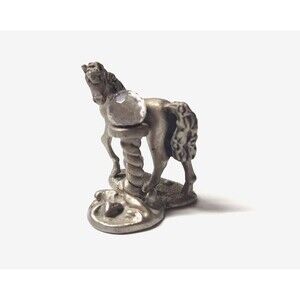 Vtg Cuteri Pewter Unicorn Crystal Ball Figurine Small Curio 1980s Fantasy Whimsy